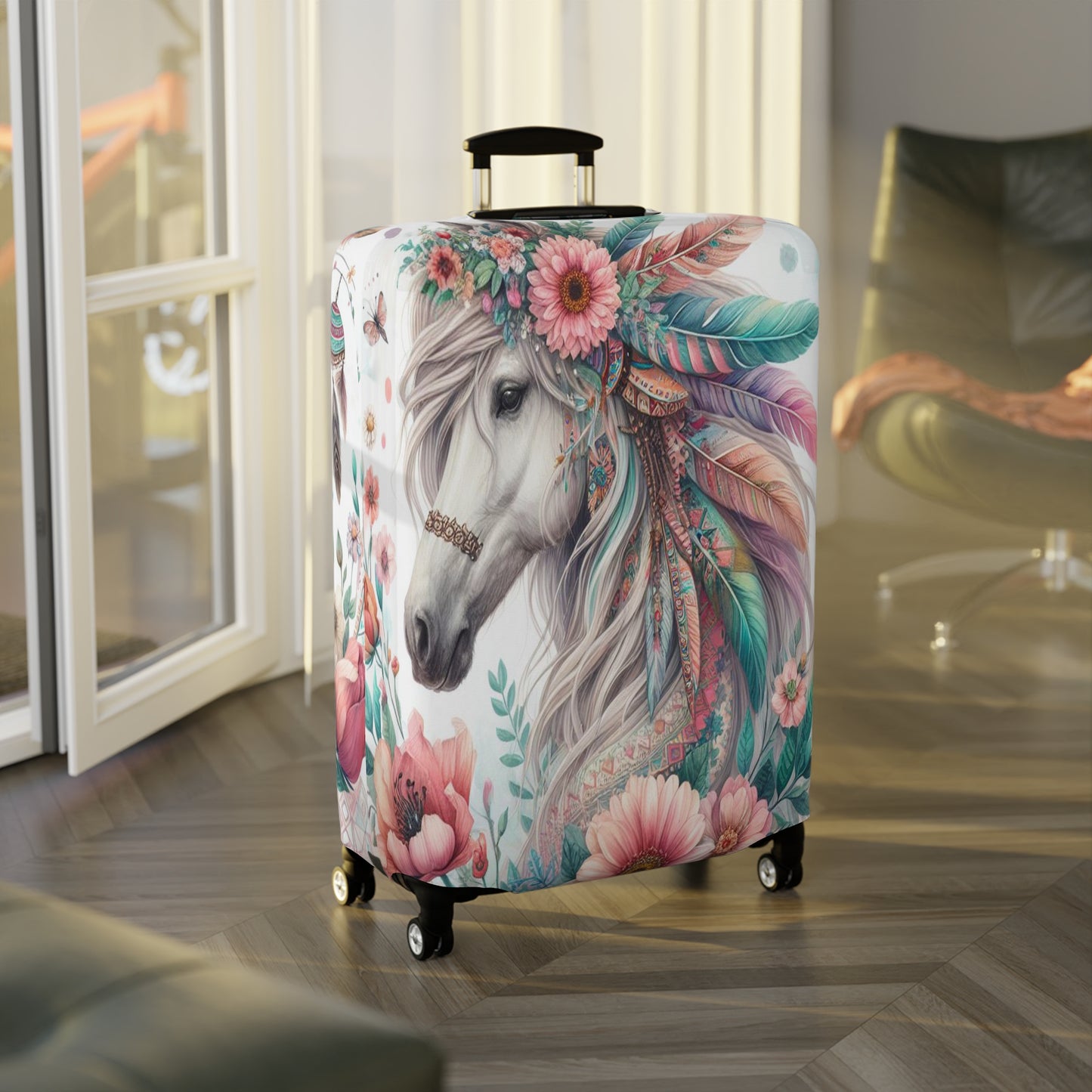 Luggage Cover, Country and Western, Boho Floral Horse, awd-1734