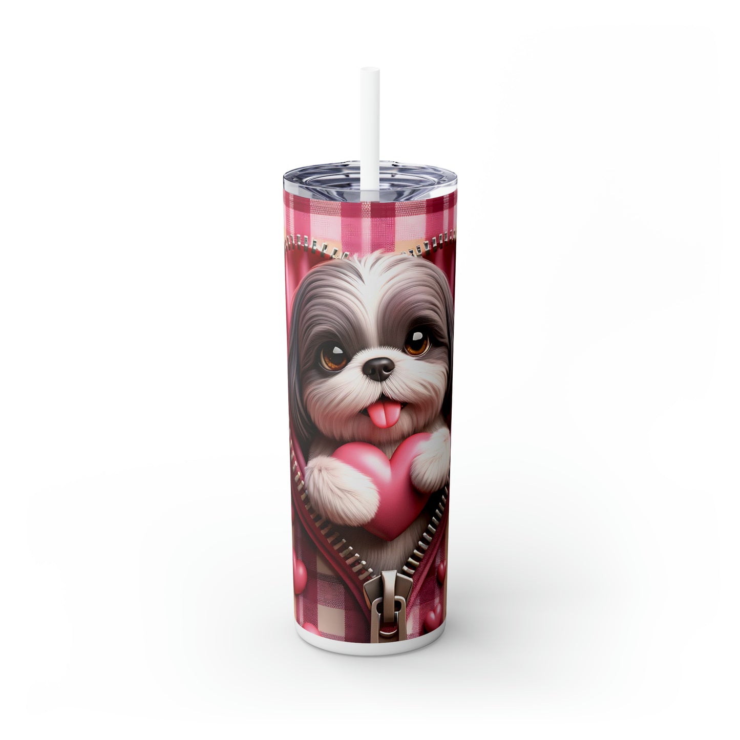 Skinny Tumbler with Straw, 20oz, Dog, Valentines Day, awd-1152