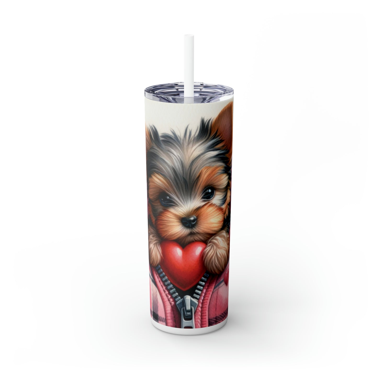 Skinny Tumbler with Straw, 20oz, Dog, Valentines Day, awd-829