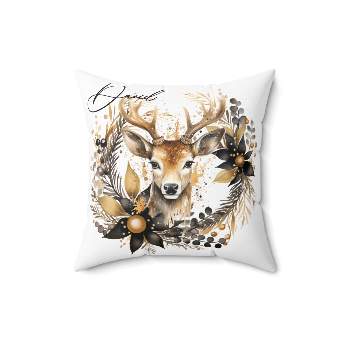 Personalised Christmas Cushion, Polyester Square Cushion, Reindeer Christmas cushion