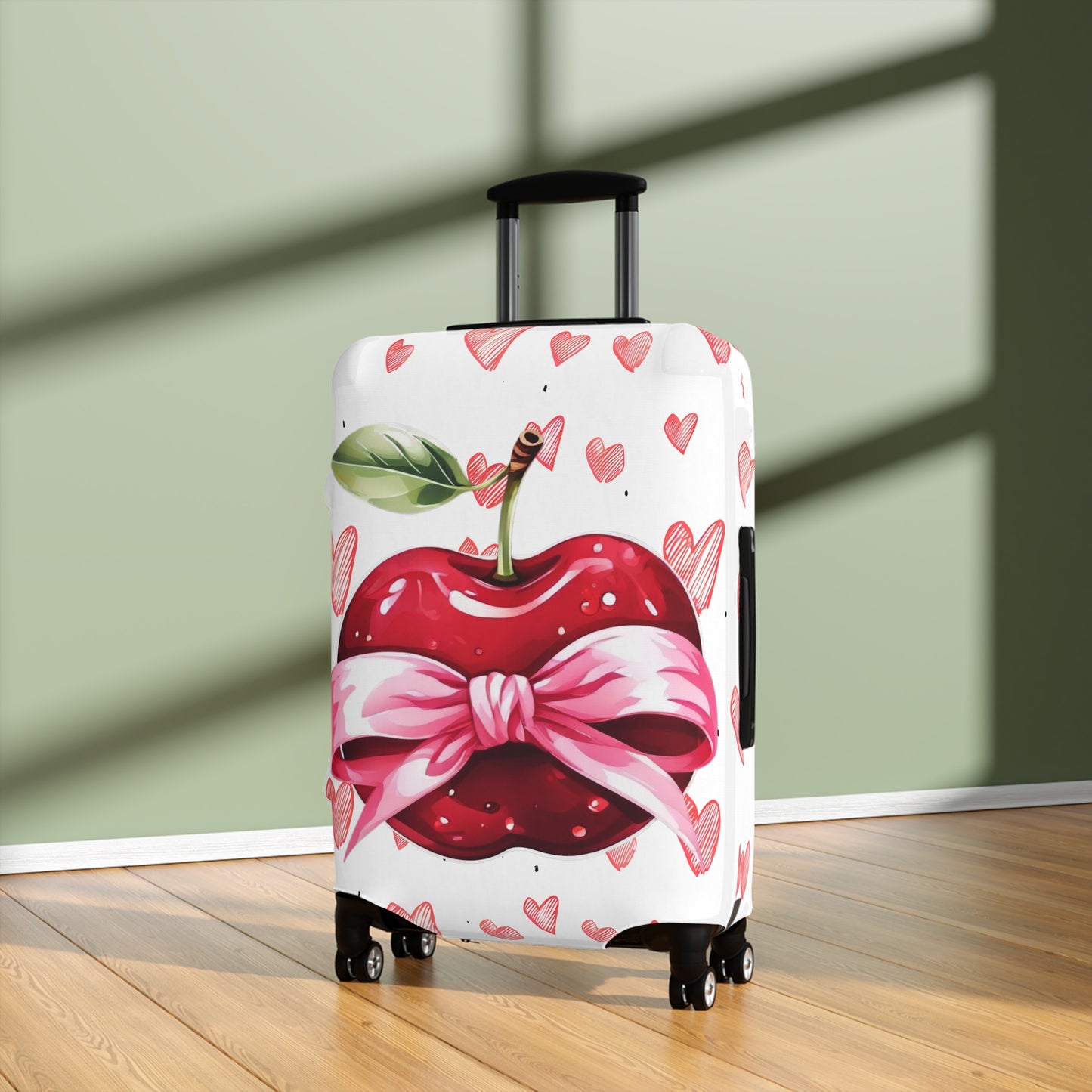 Luggage Cover, Rockabilly, Coquette, Hearts, Apple and Ribbon, awd-2524