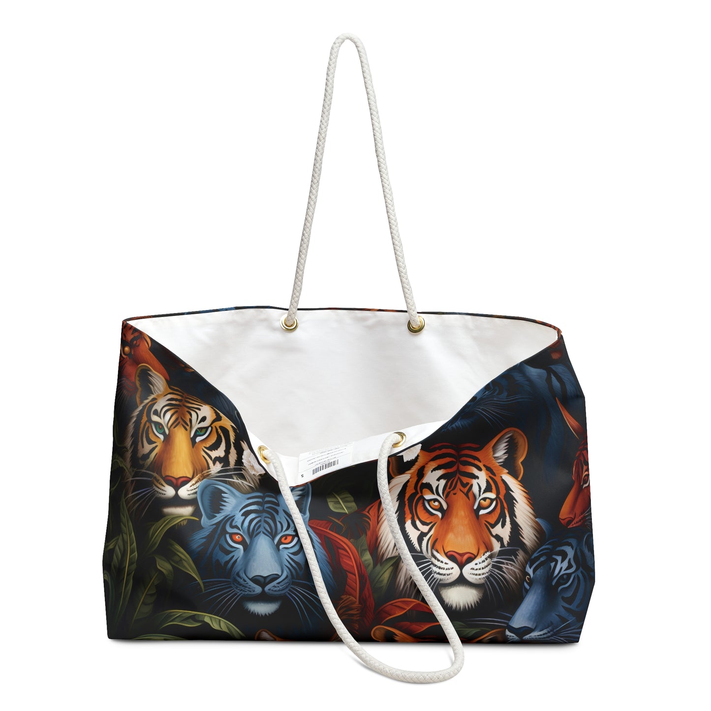 Personalised/Non-Personalised Weekender Bag, Wild Animals, Tigers, Large Weekender Bag, Beach Bag, Book Bag