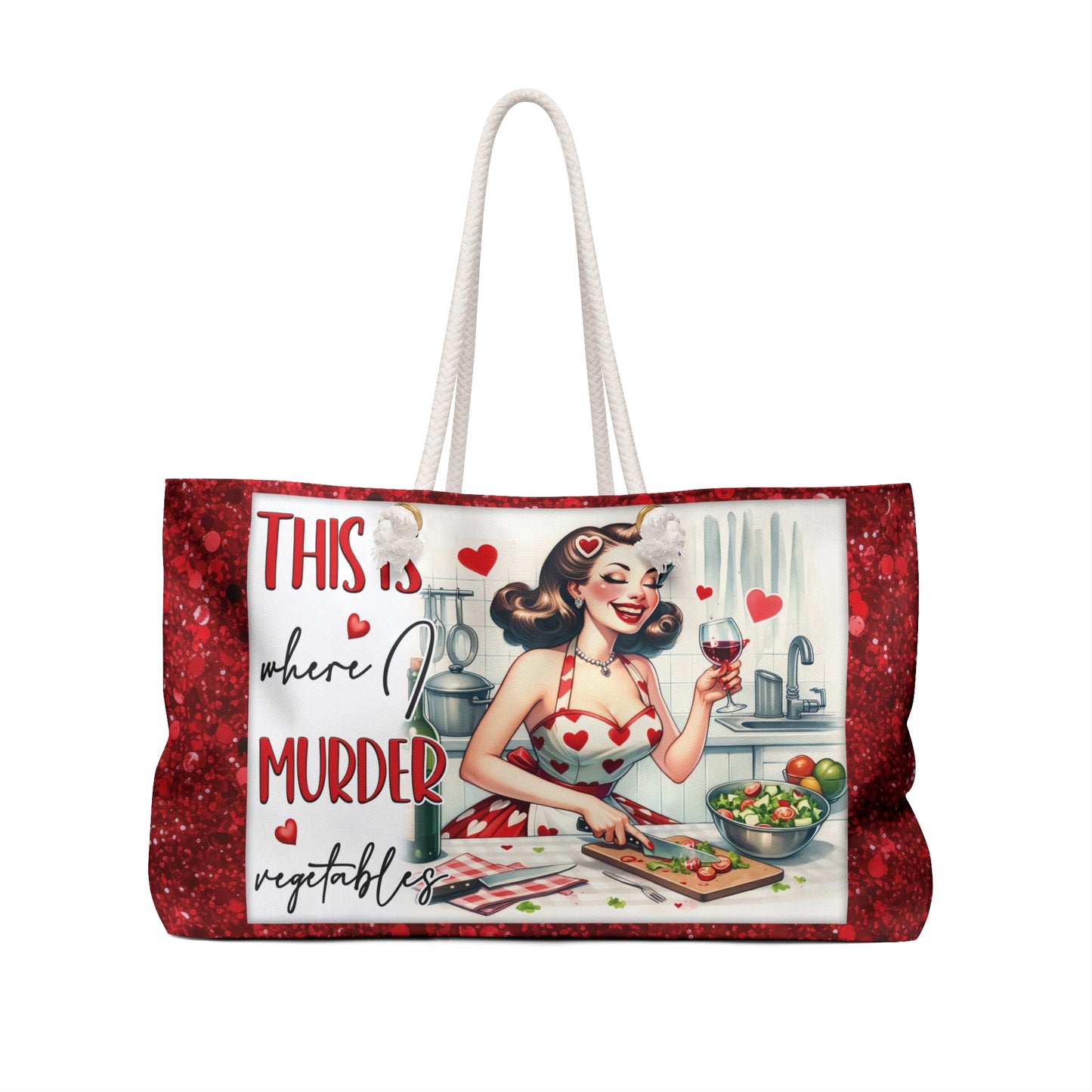 Personalised/Non-Personalised Weekender Bag, This is Where I Murder Vegetables, Large Weekender Bag, Beach Bag, Book Bag