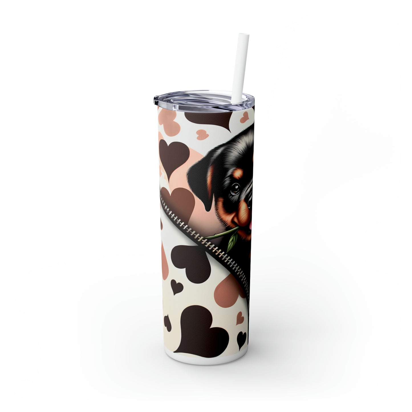 Skinny Tumbler with Straw, 20oz, Dog, Valentines Day, awd-874