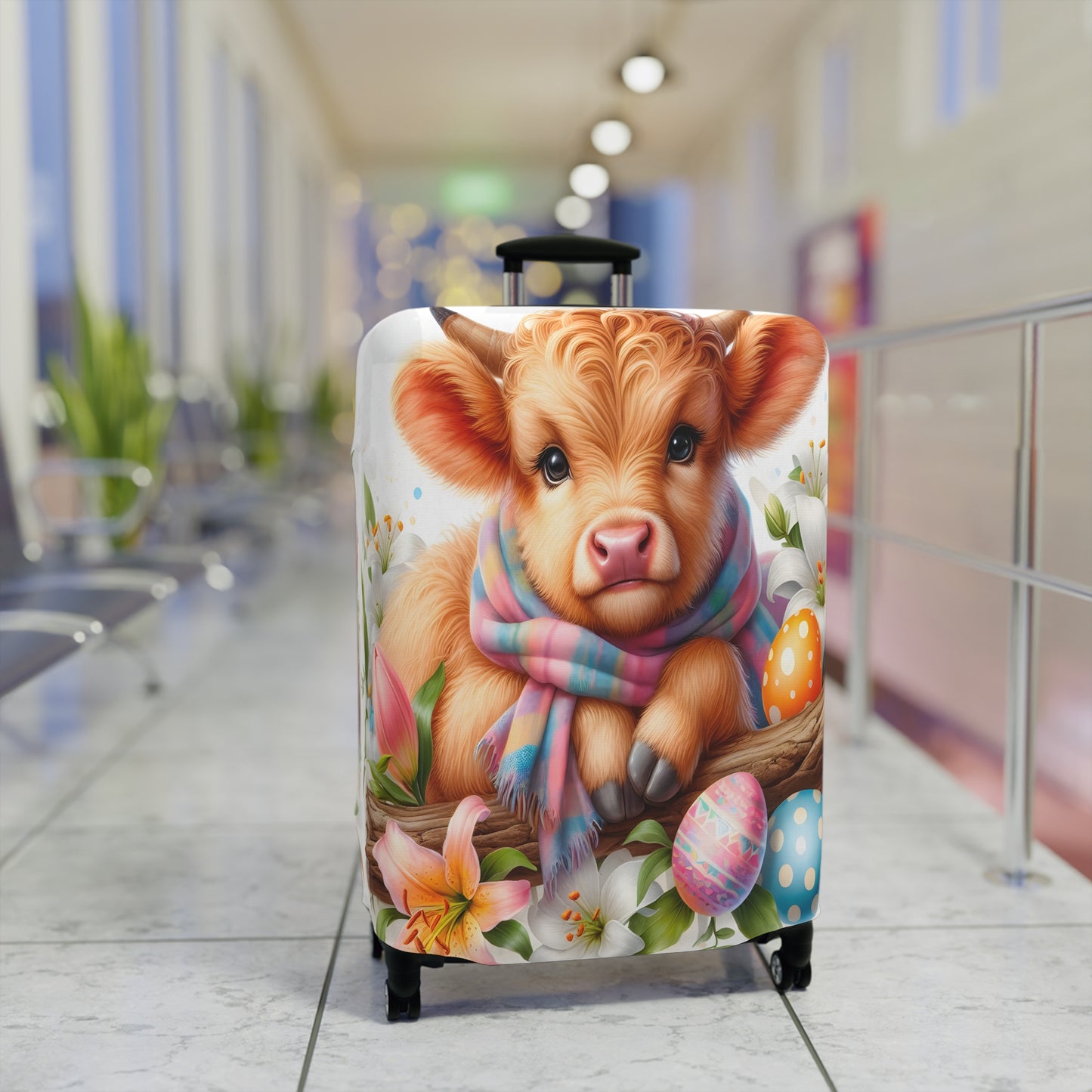 Luggage Cover, Easter, Highland Cow, awd-1621