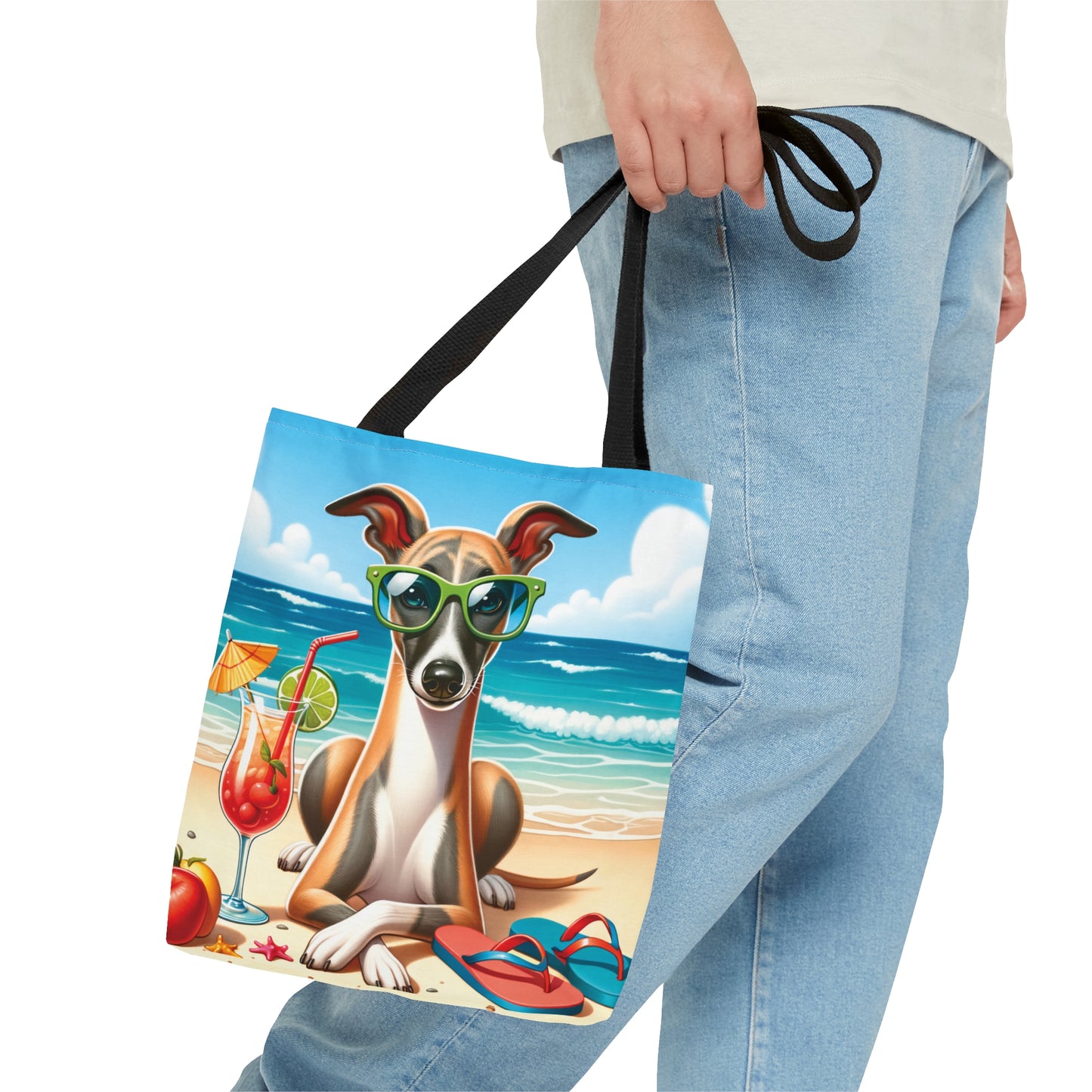 Tote Bag, Dog on Beach, Whippet, Tote bag,  awd-1252