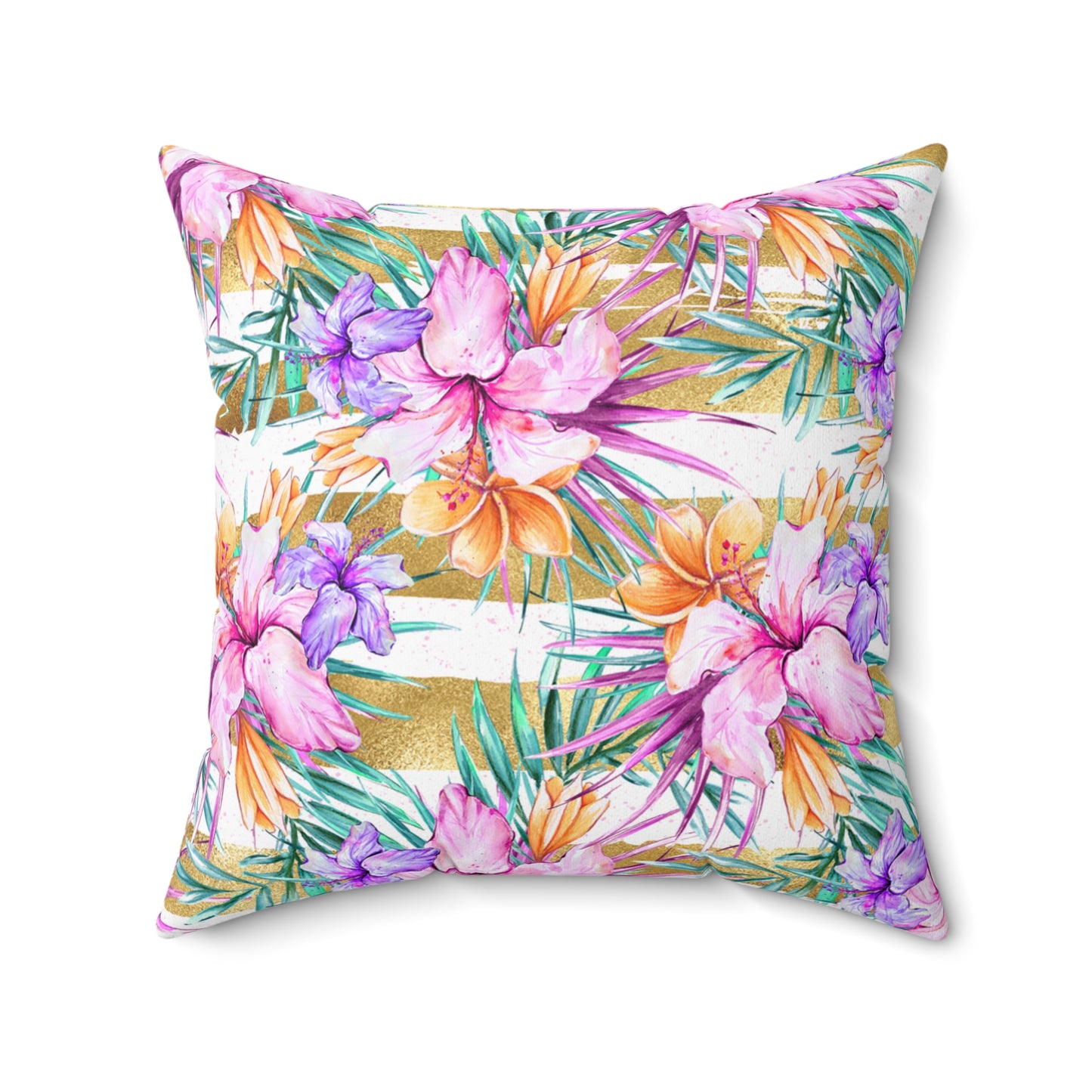 Spun Polyester Square Pillow, Summer Floral Cushion