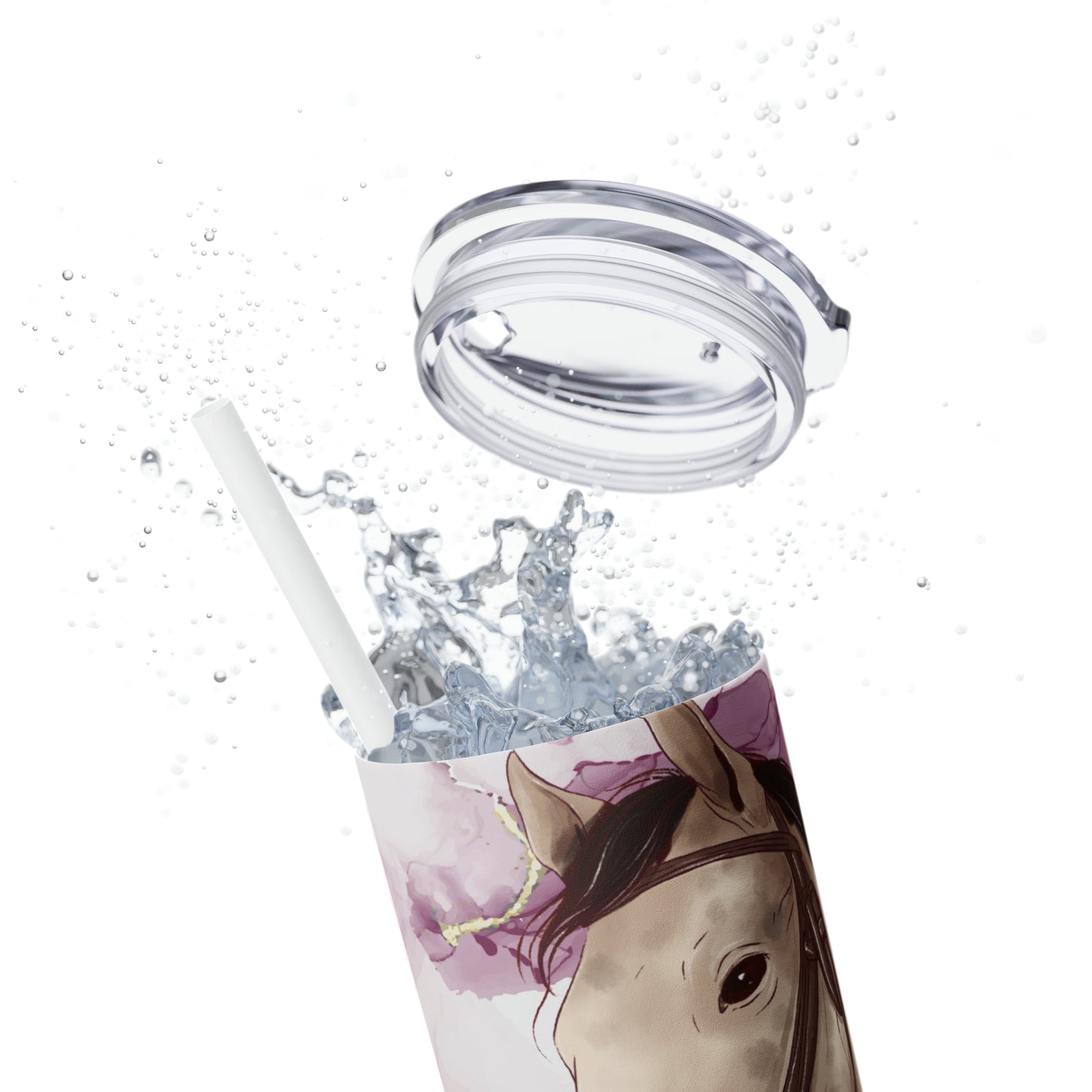 Skinny Tumbler with Straw, 20oz, Horse, awd-1357