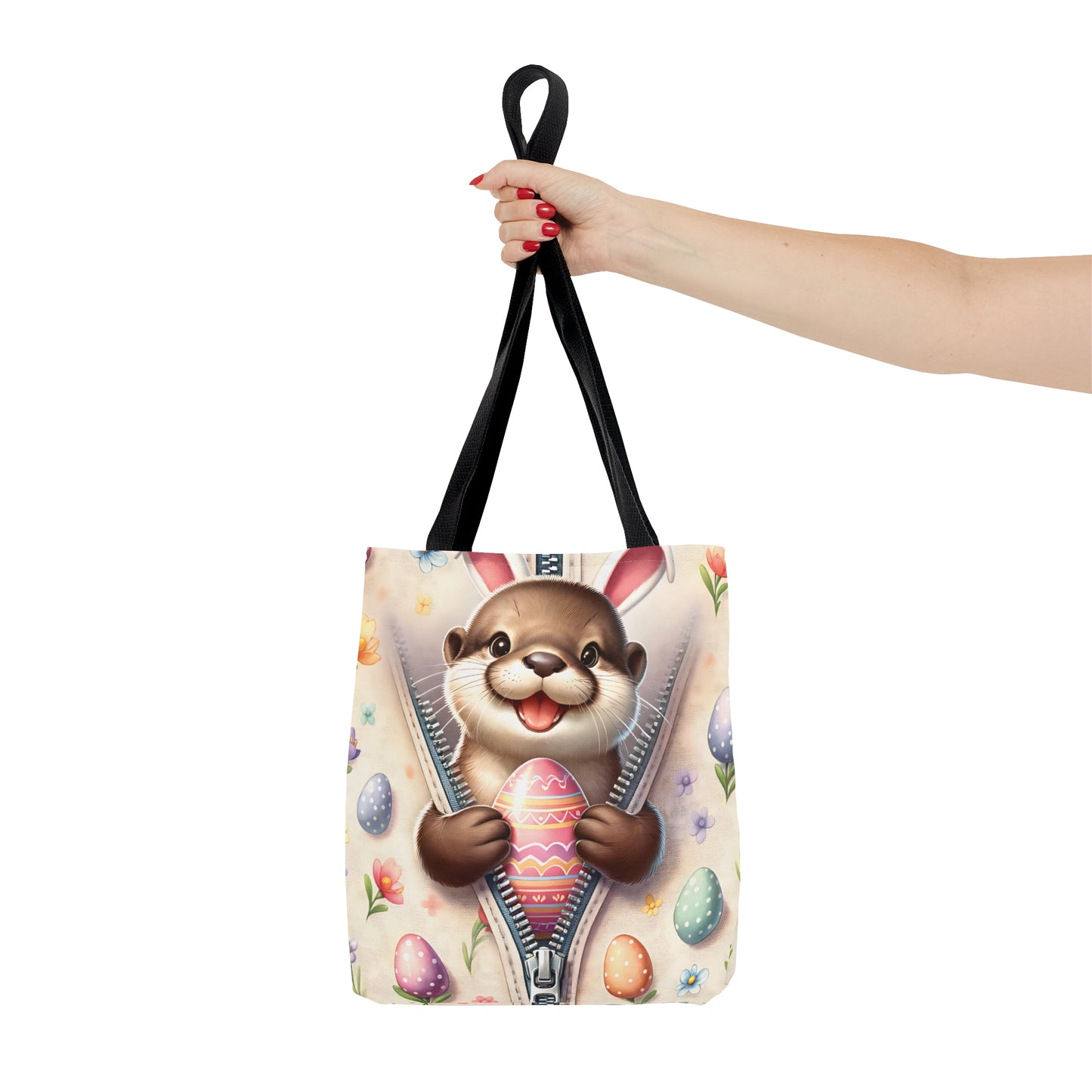 Tote Bag, Easter, Cute Otter with Bunny Ears, Personalised/Non-Personalised Tote bag