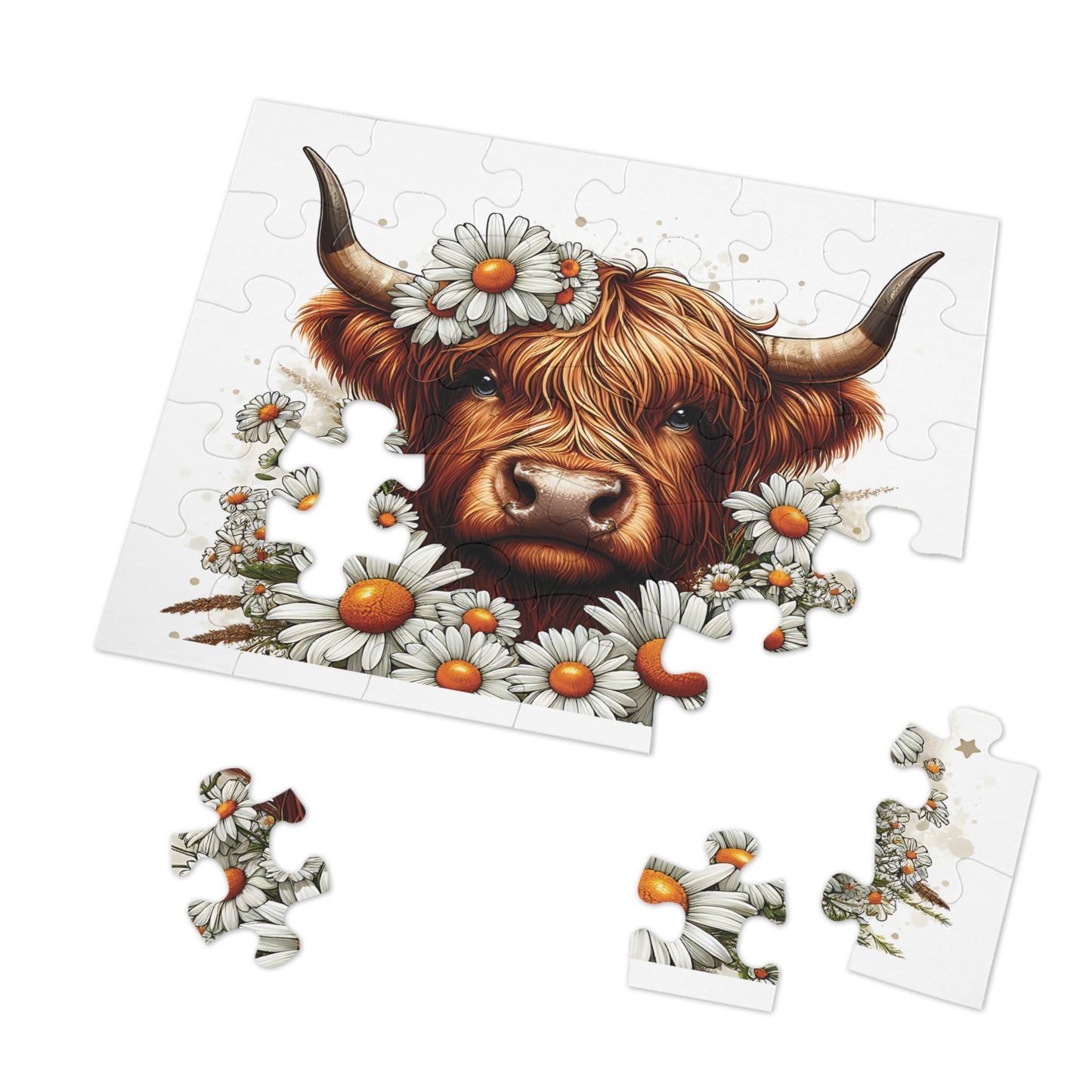 Jigsaw Puzzle, Highland Cow, Personalised/Non-Personalised (30, 110, 252, 500,1000-Piece)