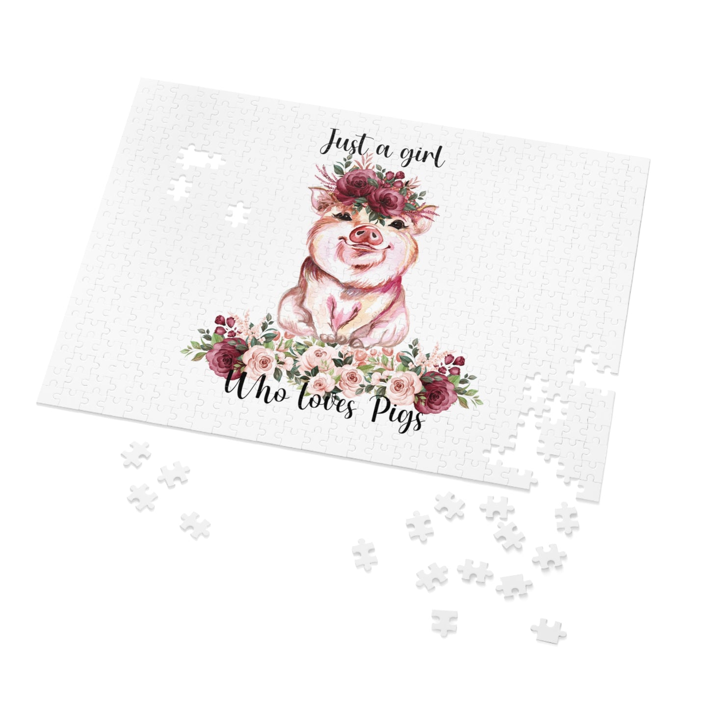 Jigsaw Puzzle, Just a Girl Who Loves Pigs, Personalised/Non-Personalised (30, 110, 252, 500,1000-Piece)