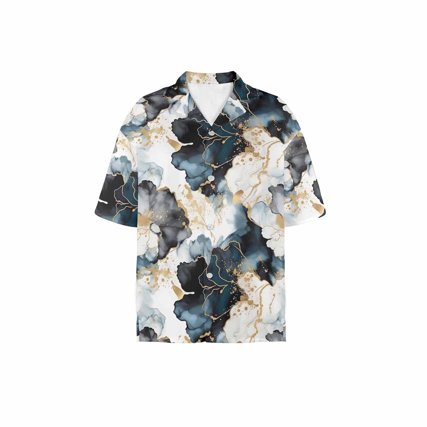 Black Ink Floral  Women's Hawaiian Shirt