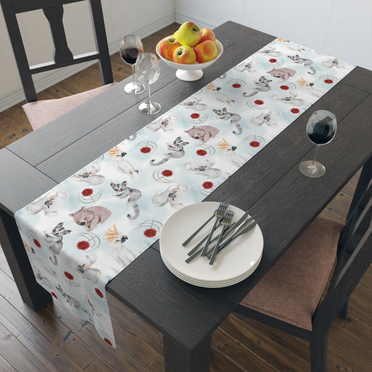 Australian Animals and Australian Floral Table Runner, Cotton Twill and Poly Available