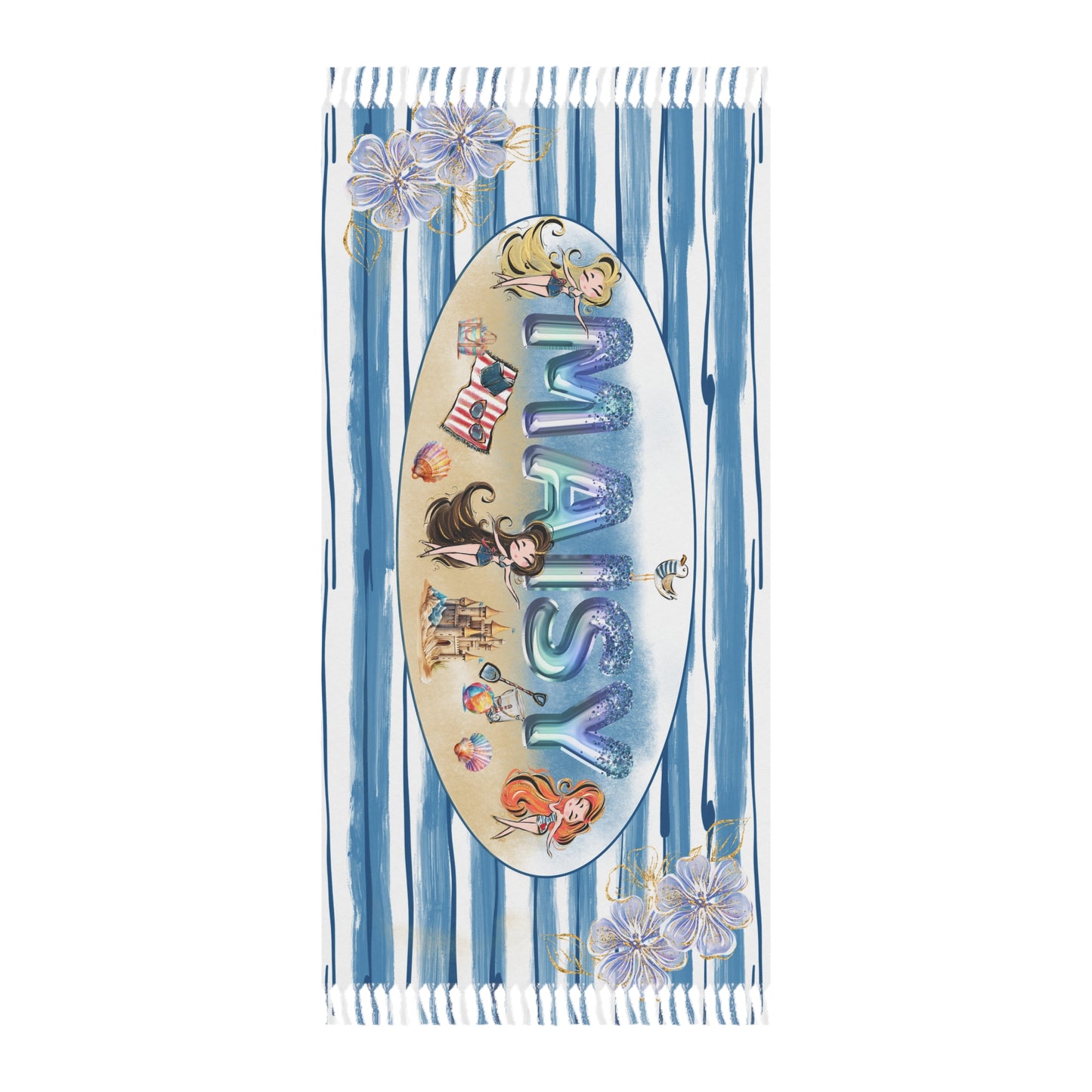 Personalised Boho Beach Towel, Girls Beach Party