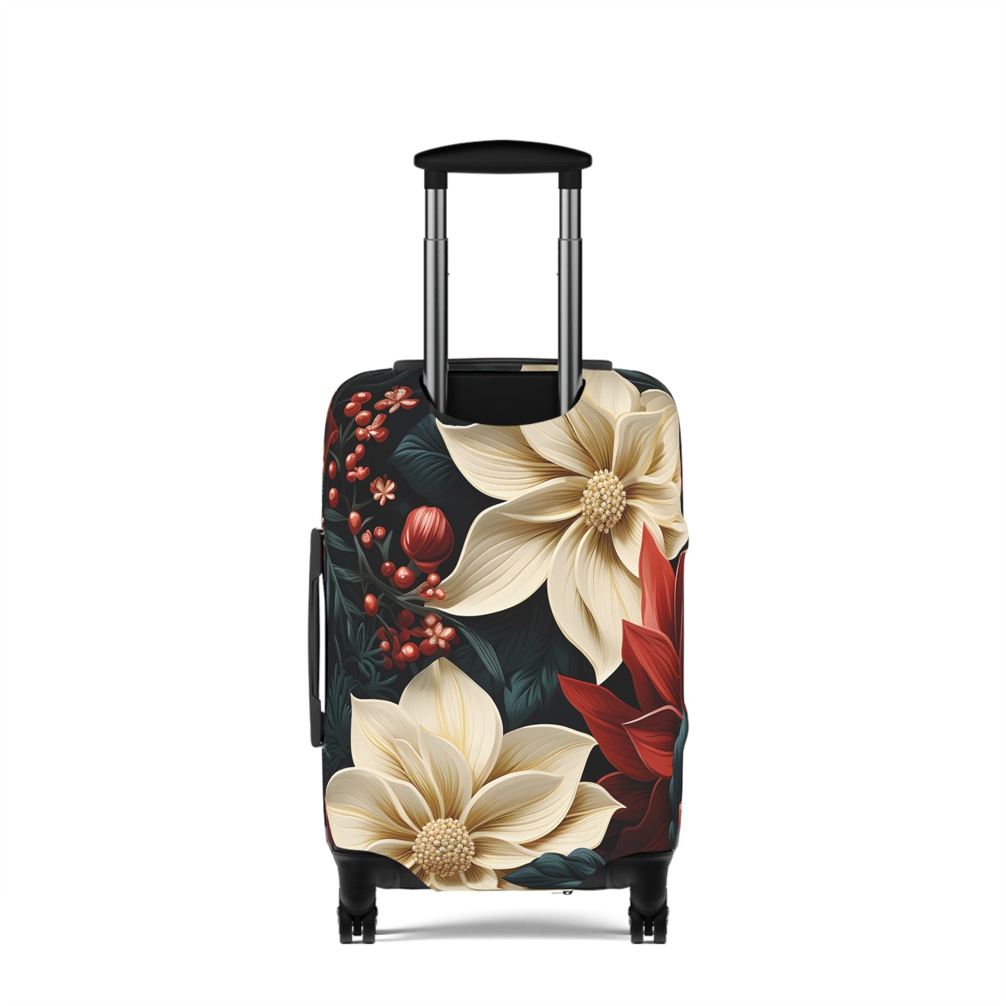 Luggage Cover, Red and Cream Poinsettia