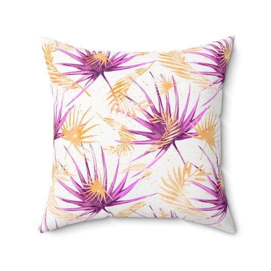 Spun Polyester Square Pillow, Summer Floral Cushion