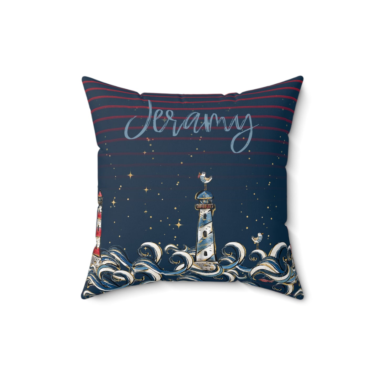 Spun Polyester Square Pillow, Nautical Cushion