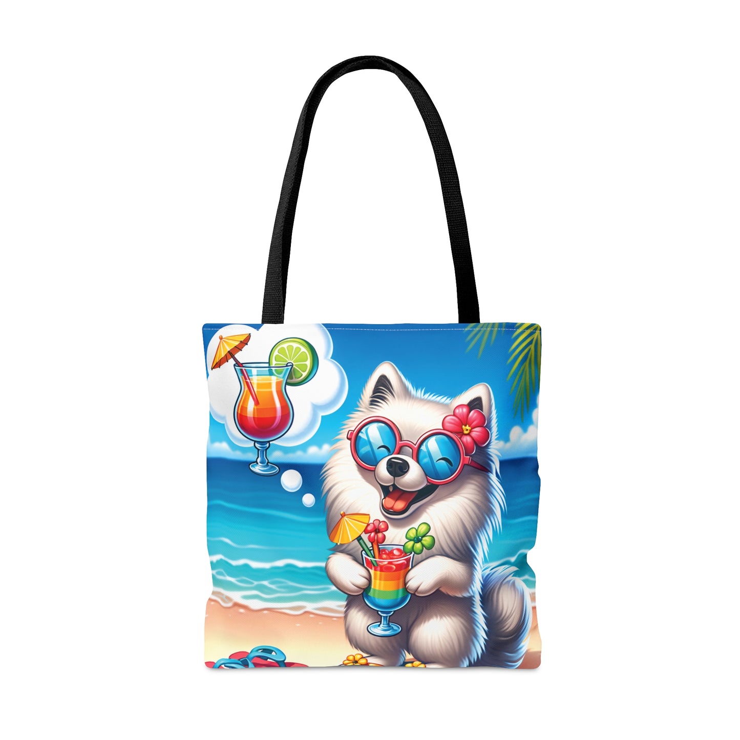 Tote Bag, Dog on Beach, American Eskimo, Tote bag, awd-1115