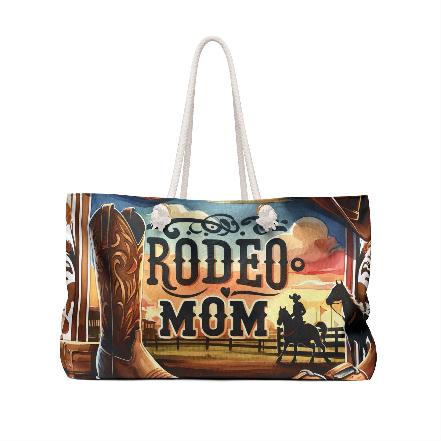 Personalised/Non-Personalised Weekender Bag, Rodeo Mom, Western, Large Weekender Bag, Beach Bag, Book Bag