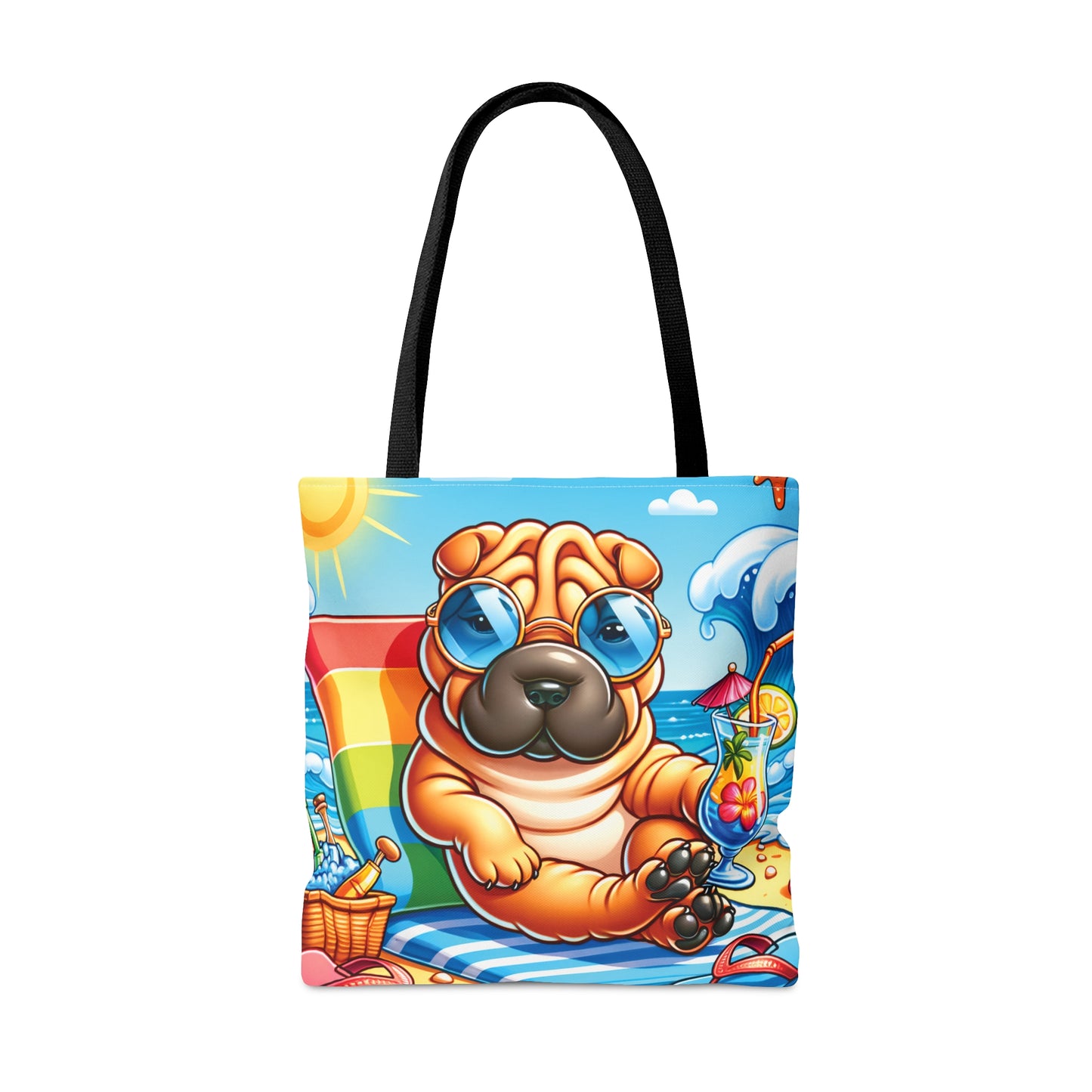 Tote Bag, Dog on Beach, Shar Pei, Tote bag, awd-1242