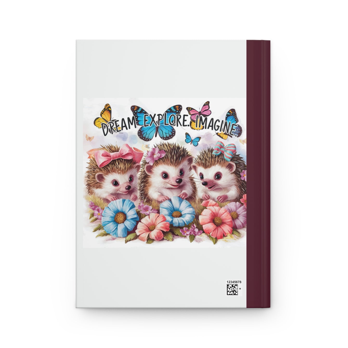 Personalised Hardcover Journal Matte, Hedgehog, Dream, Explore, Imagine, awd-1649