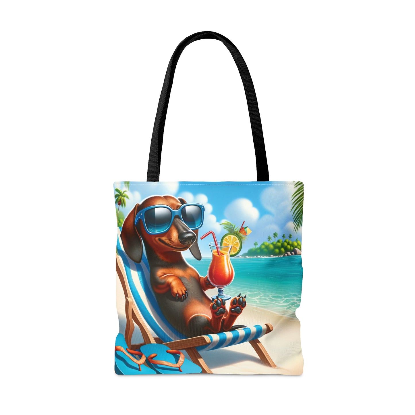 Tote Bag, Dog on Beach, Dachshund, Tote bag, awd-1208