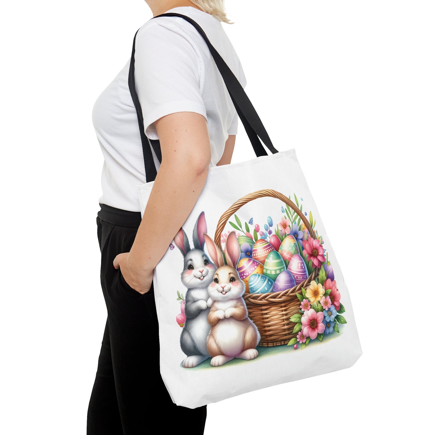 Tote Bag, Easter Rabbits with Basket, Tote bag