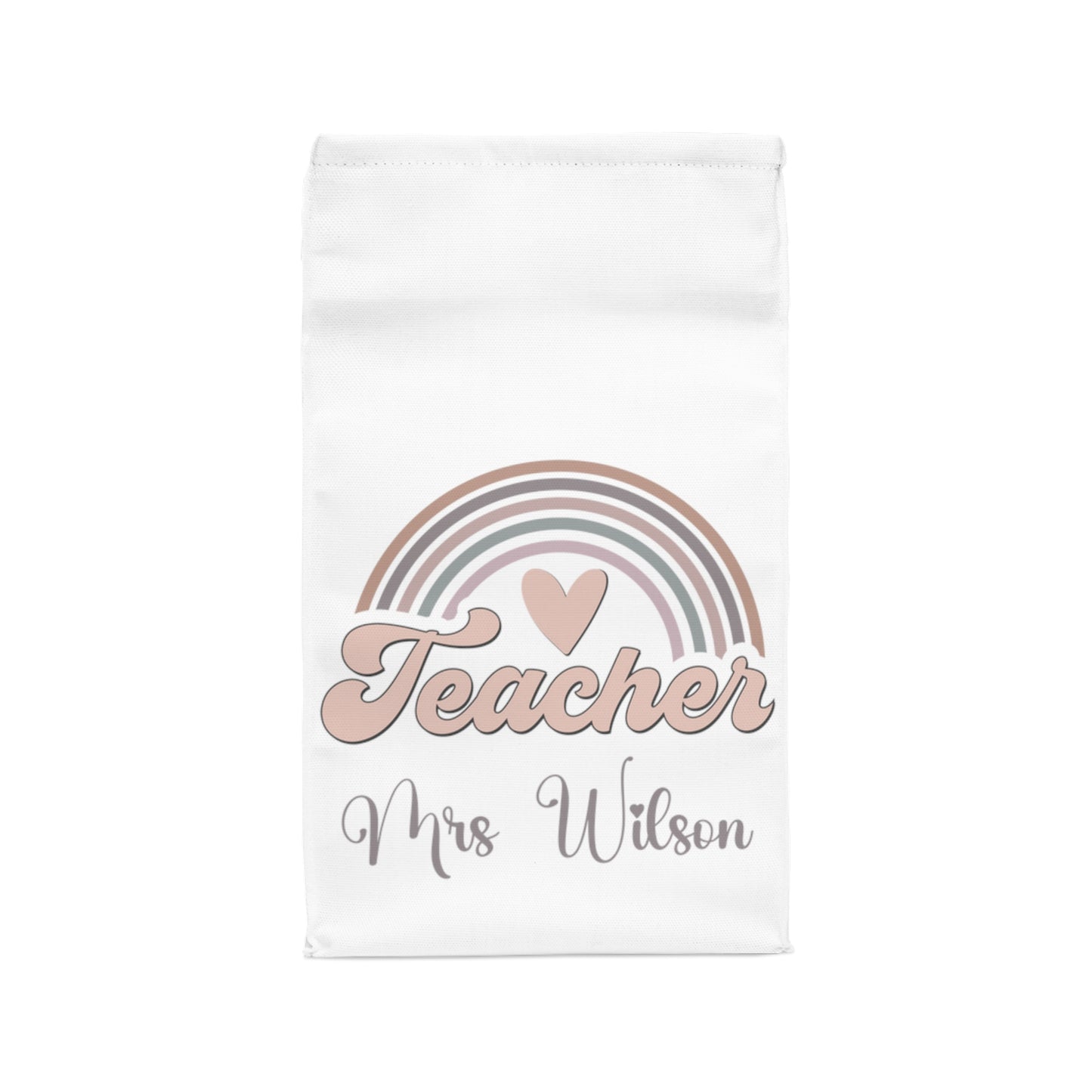 Personalised Insulated Lunch Bag, Teacher Lunch Bag, Rainbow Natural