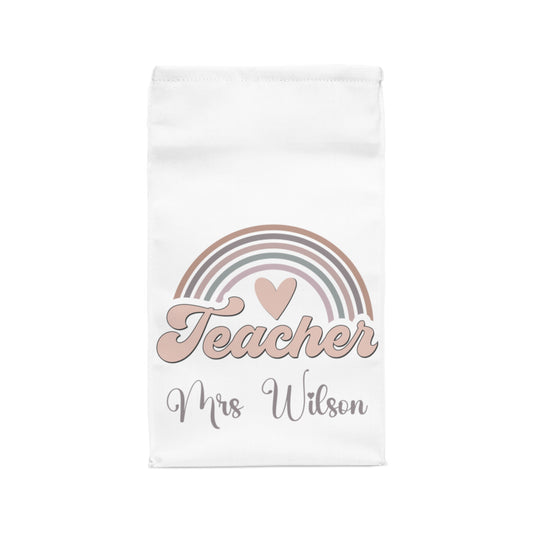 Personalised Insulated Lunch Bag, Teacher Lunch Bag, Rainbow Natural