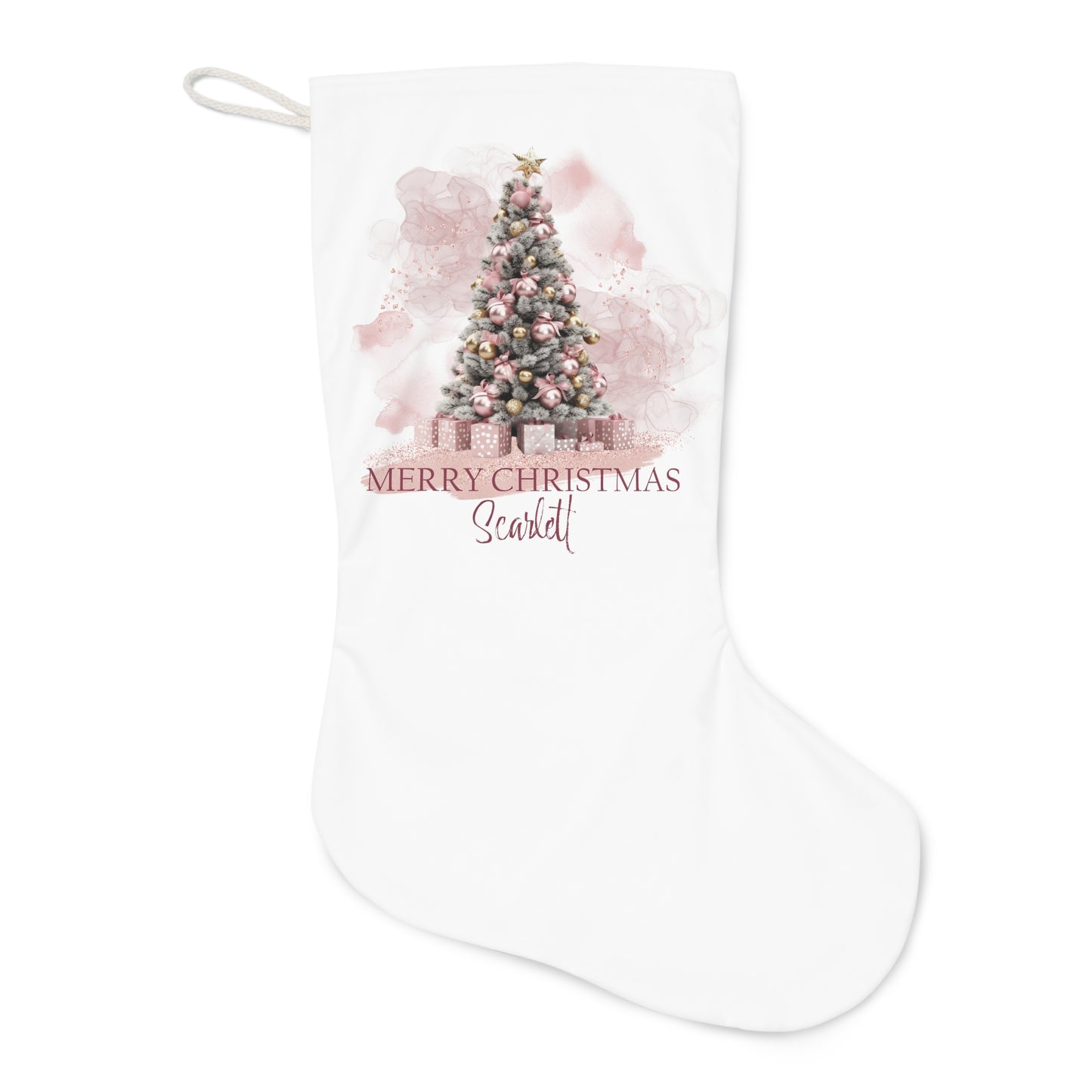 Personalised Santa Stocking, Pink Christmas Christmas Tree