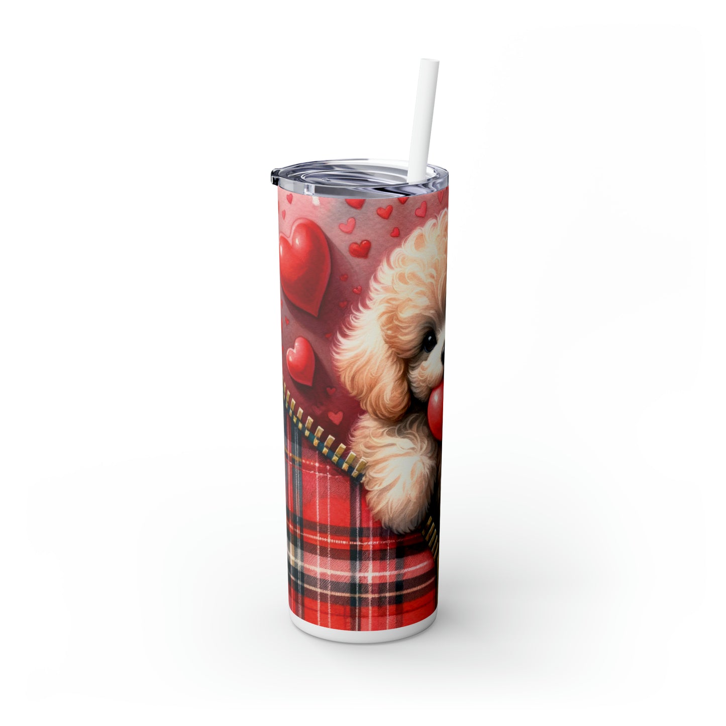 Skinny Tumbler with Straw, 20oz, Dog, Valentines Day, awd-836