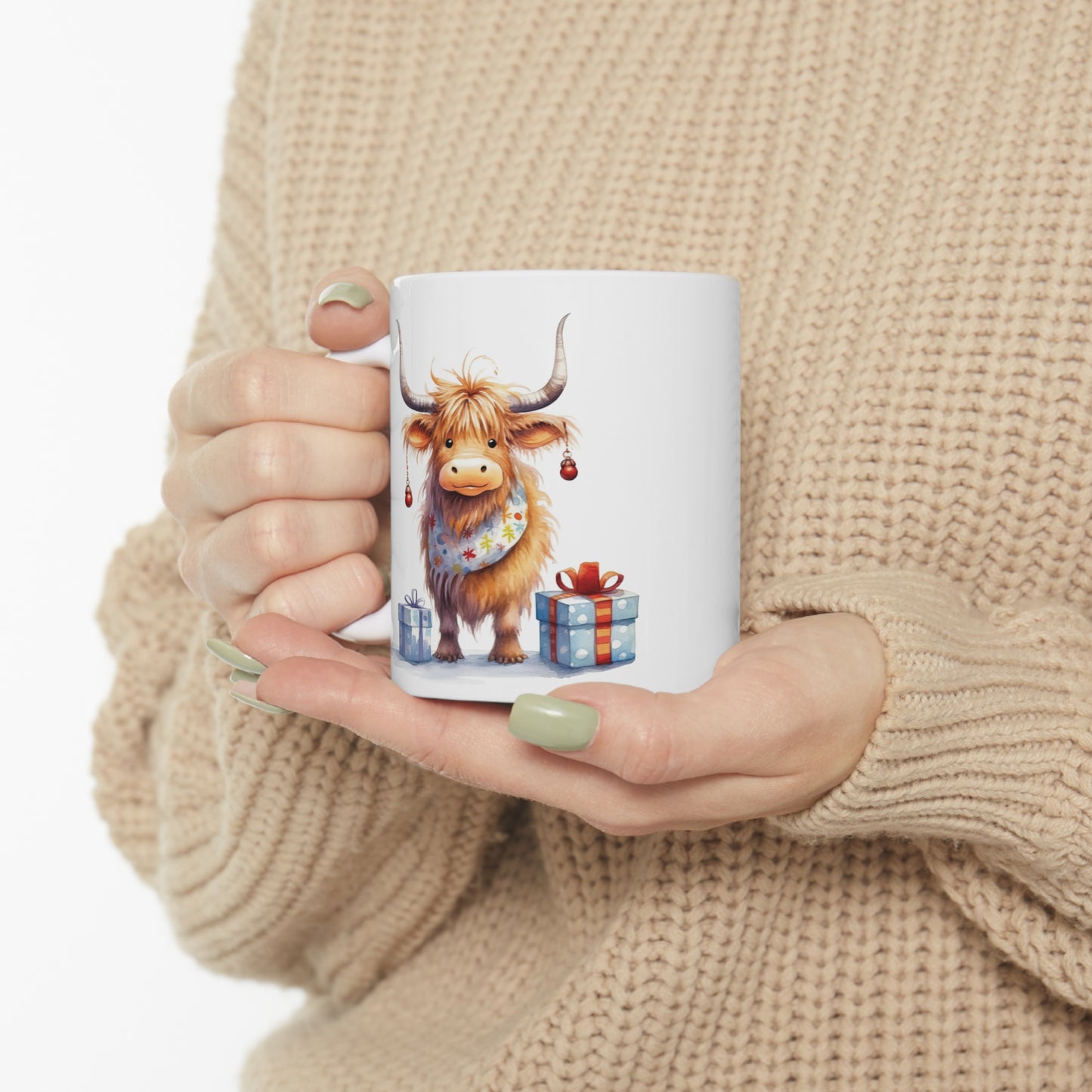 Personalised/Non Personalised Highland Cow, Ceramic Mug 11oz, Highland Cow Mug