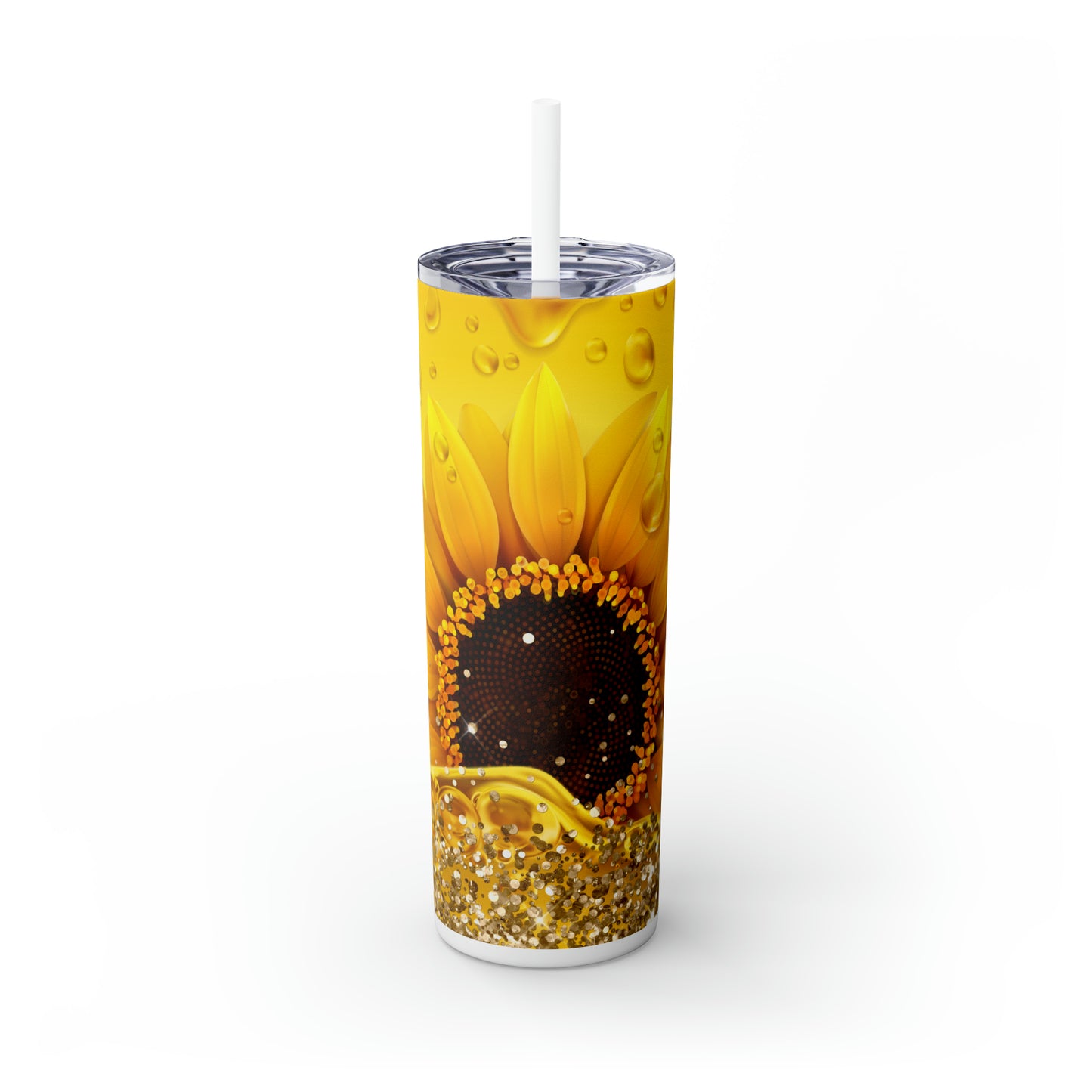 Skinny Tumbler with Straw, 20oz, Sunflower