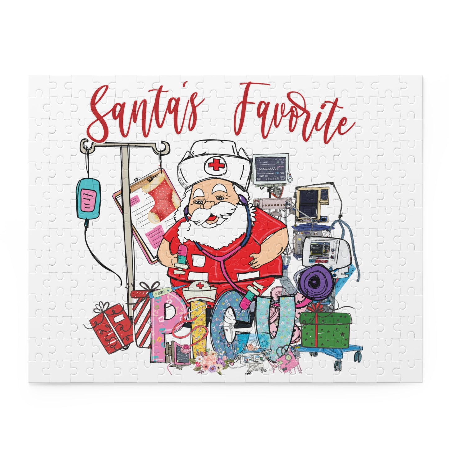 Personalised/Non-Personalised Puzzle, Santa's Favorite PICU Nurse (120, 252, 500-Piece)