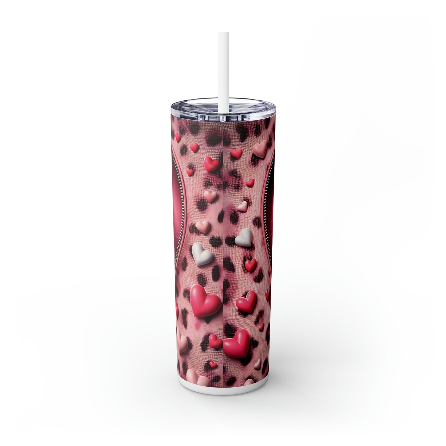 Skinny Tumbler with Straw, 20oz, Cat, Valentines Day, awd-756