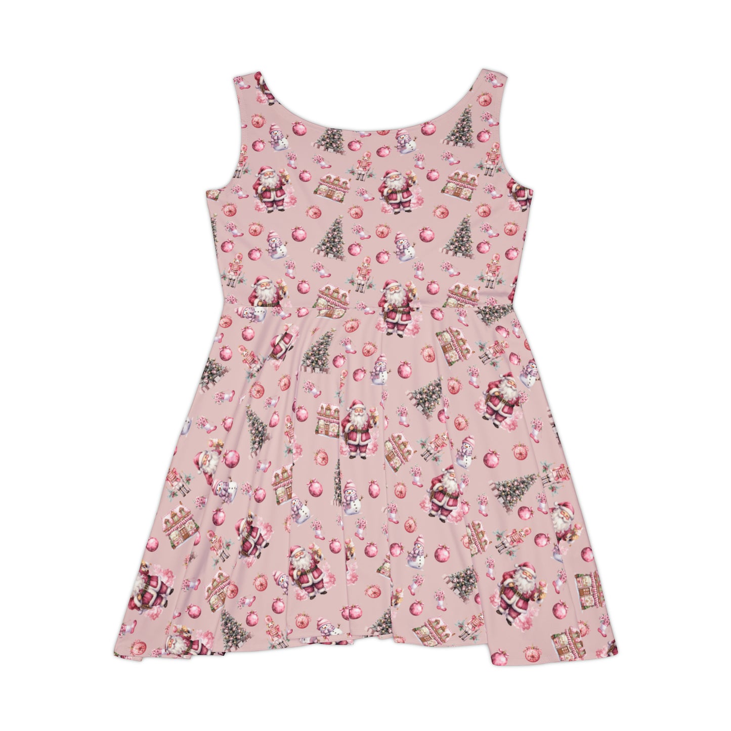 Women's Skater Dress, Pink Christmas