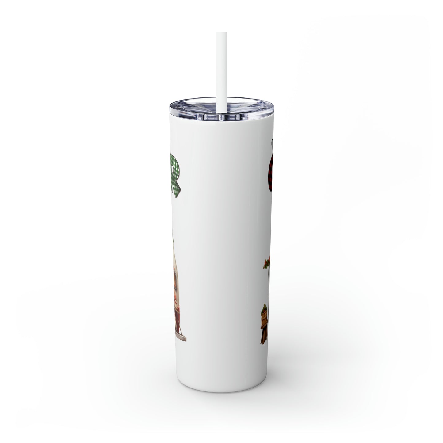 Skinny Tumbler with Straw, 20oz, Merry Christmas Camper