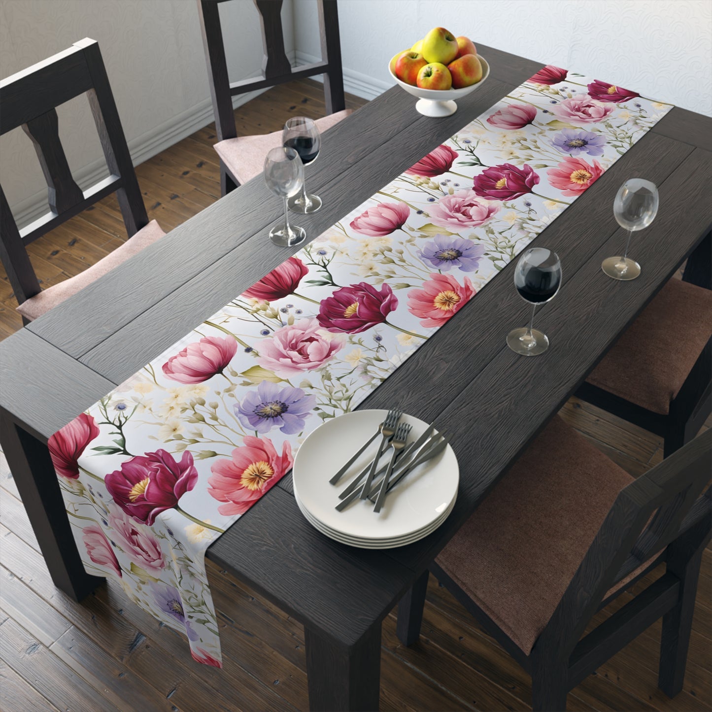 Floral Table Runner, Cotton Twill and Poly Available