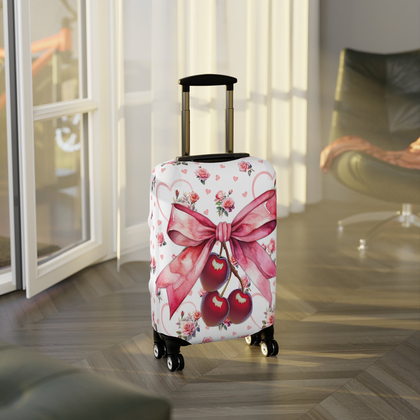 Luggage Cover, Rockabilly, Coquette, Hearts and Roses, Cherries and Ribbon, awd-2519