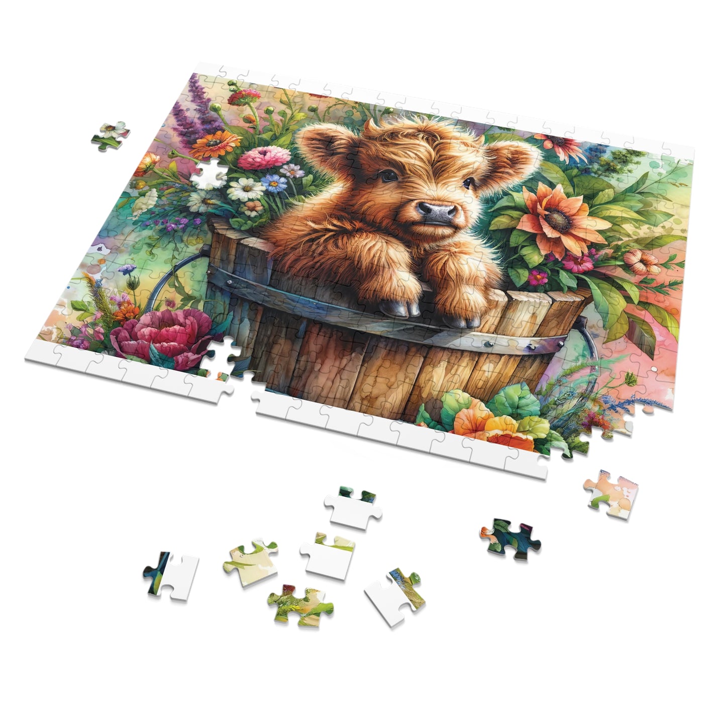 Jigsaw Puzzle, Highland Cow, Personalised/Non-Personalised (30, 110, 252, 500,1000-Piece)