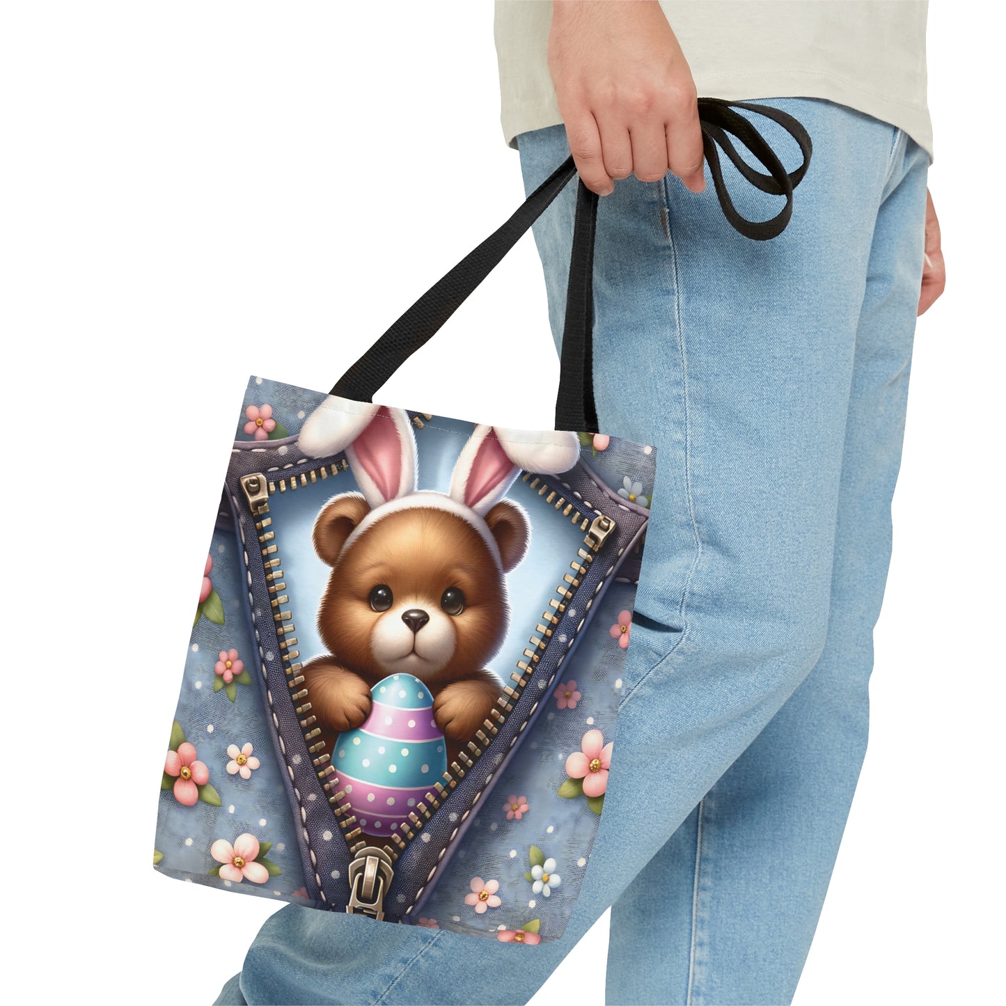 Tote Bag, Easter, Cute Bear with Bunny Ears, Personalised/Non-Personalised Tote bag