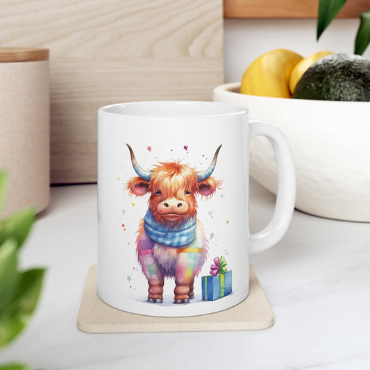 Personalised/Non Personalised Highland Cow, Ceramic Mug 11oz, Highland Cow Mug