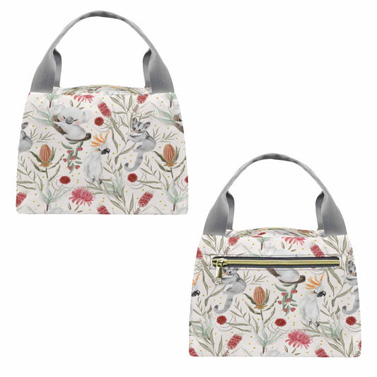 Australian Animals, Koala Cockatoo and Sugar Glider  Portable Lunch Bag-Grey Handle