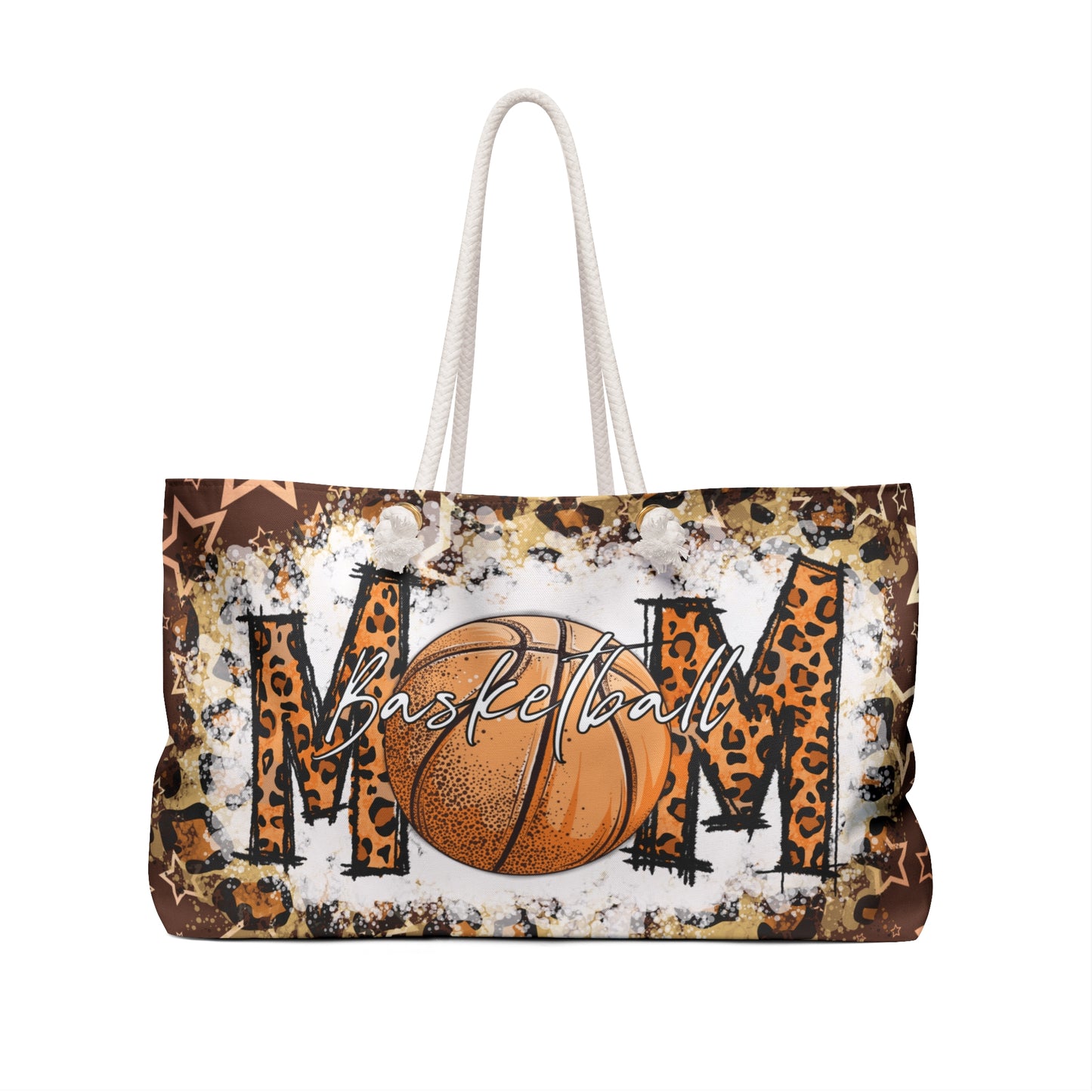 Personalised/Non-Personalised Weekender Bag, Basketball Mum/Mom, Cow, Large Weekender Bag, Beach Bag, Book Bag