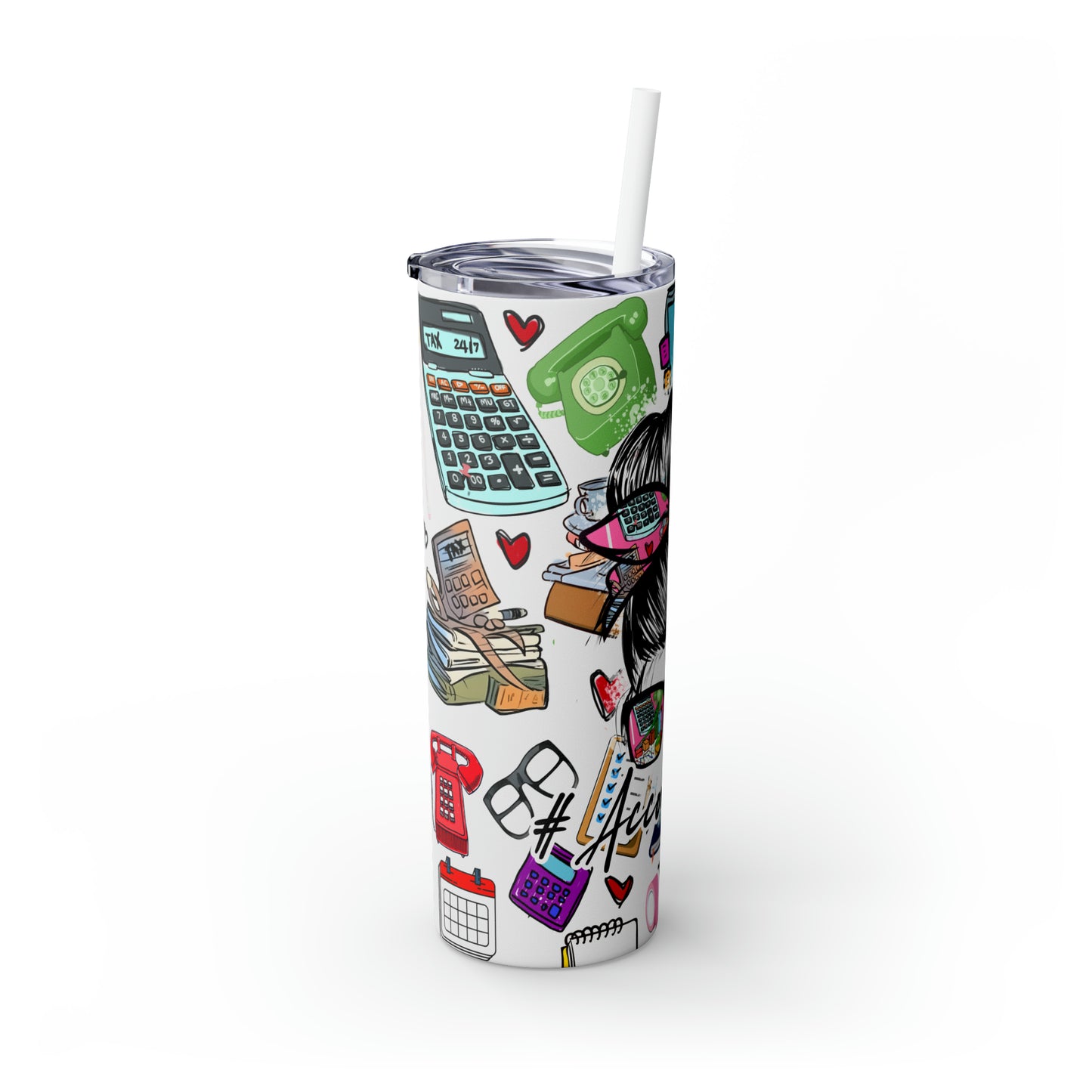 Skinny Tumbler with Straw, 20oz, Accountant