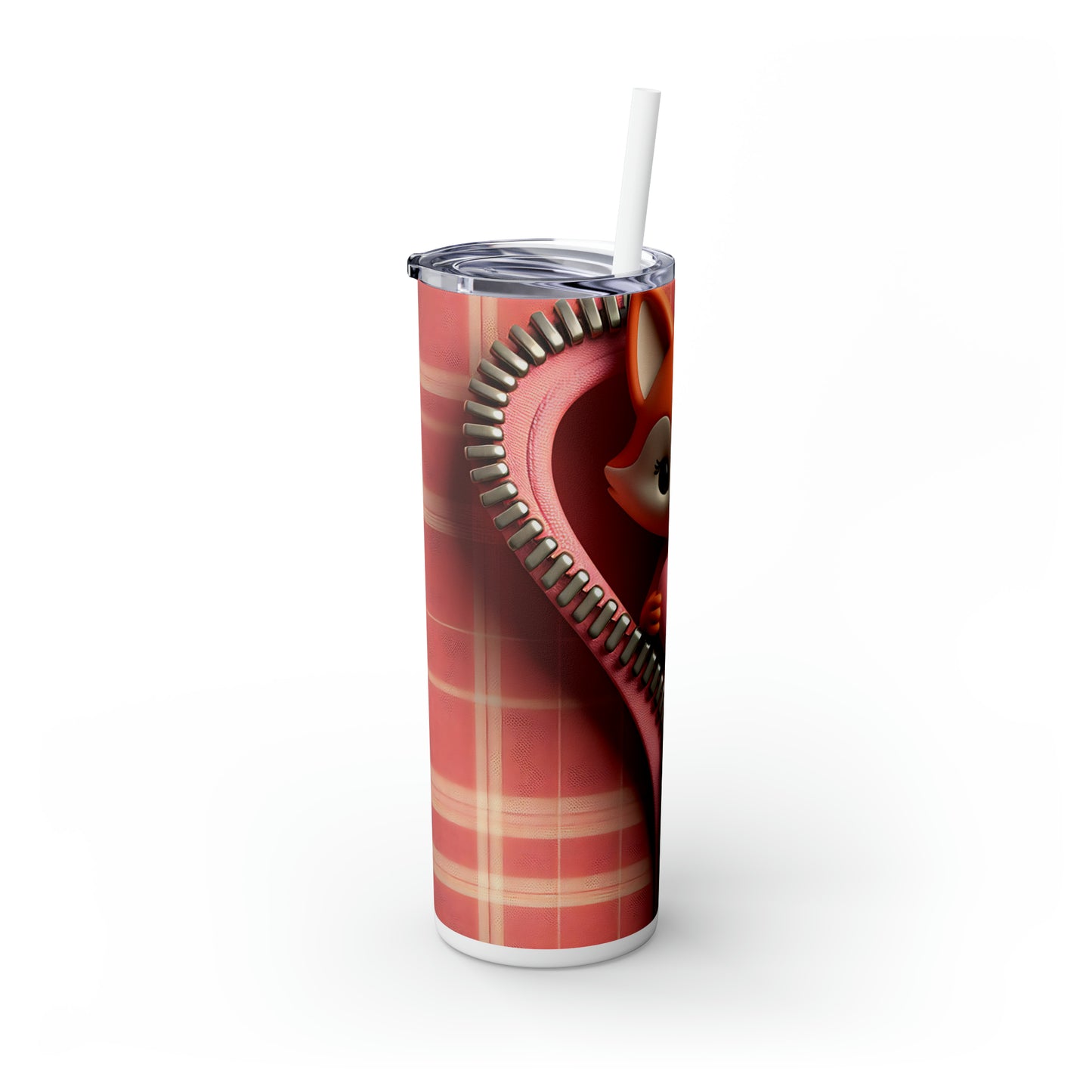 Skinny Tumbler with Straw, 20oz, Fox, Valentines Day, awd-947