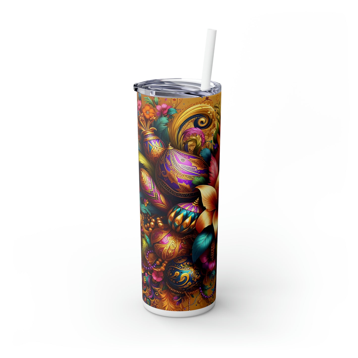 Skinny Tumbler with Straw, 20oz, Floral, awd-304