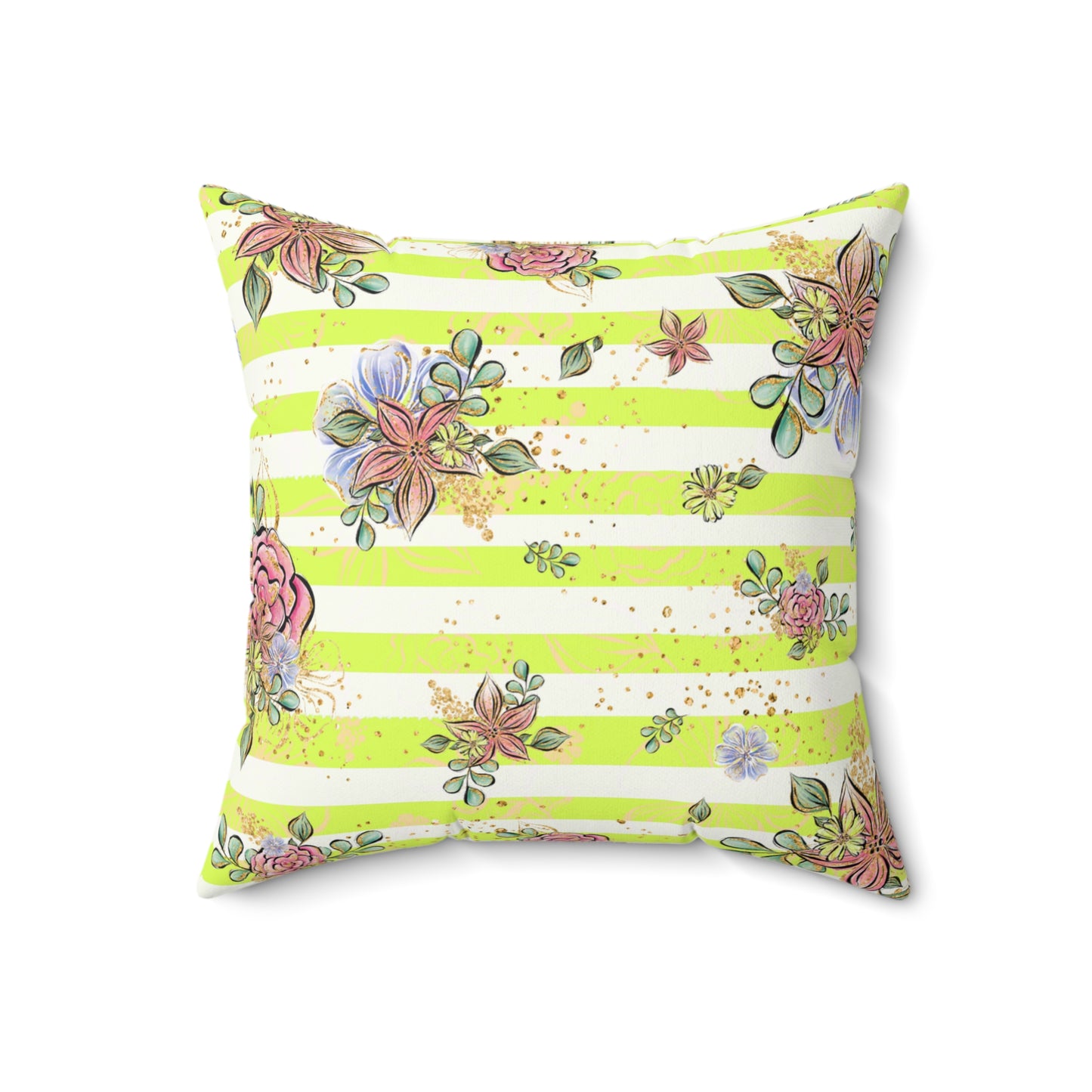 Spun Polyester Square Pillow, Floral Cushion