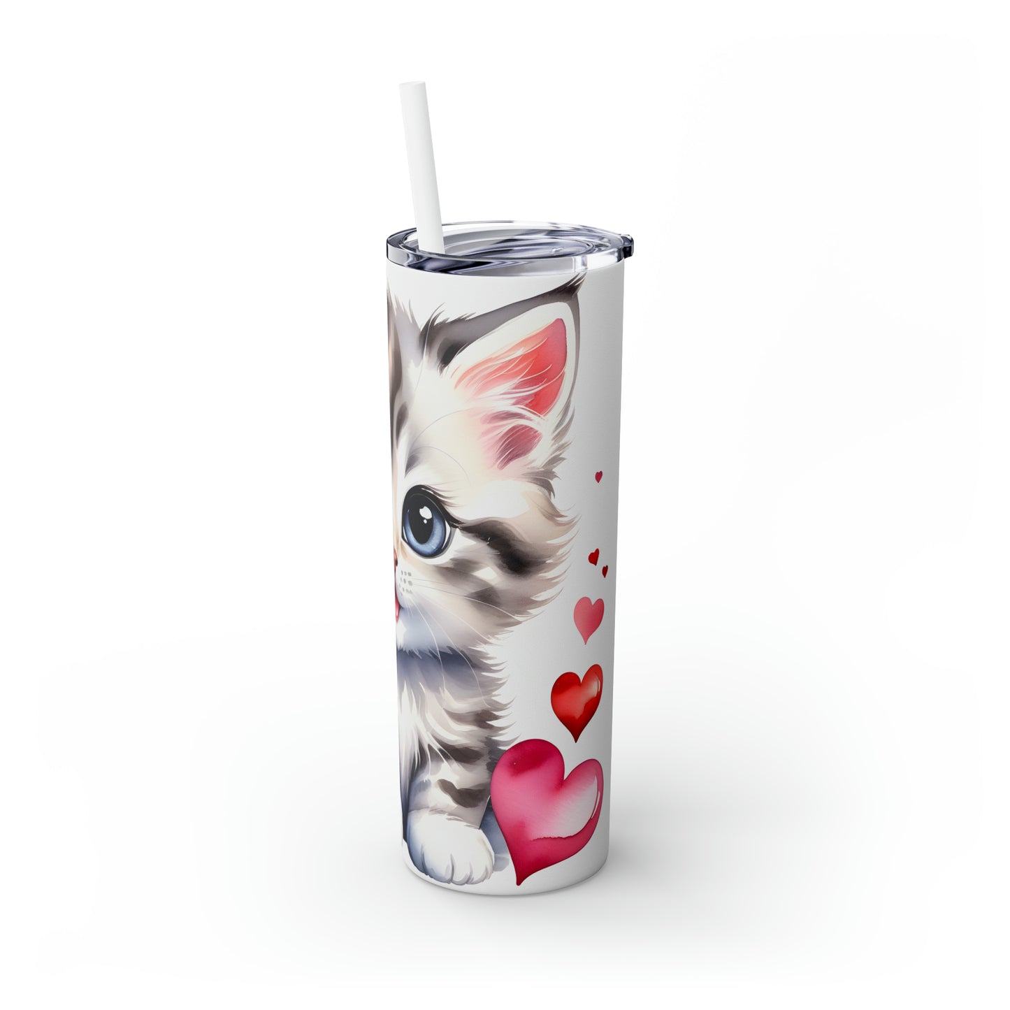 Skinny Tumbler with Straw, 20oz, Cat