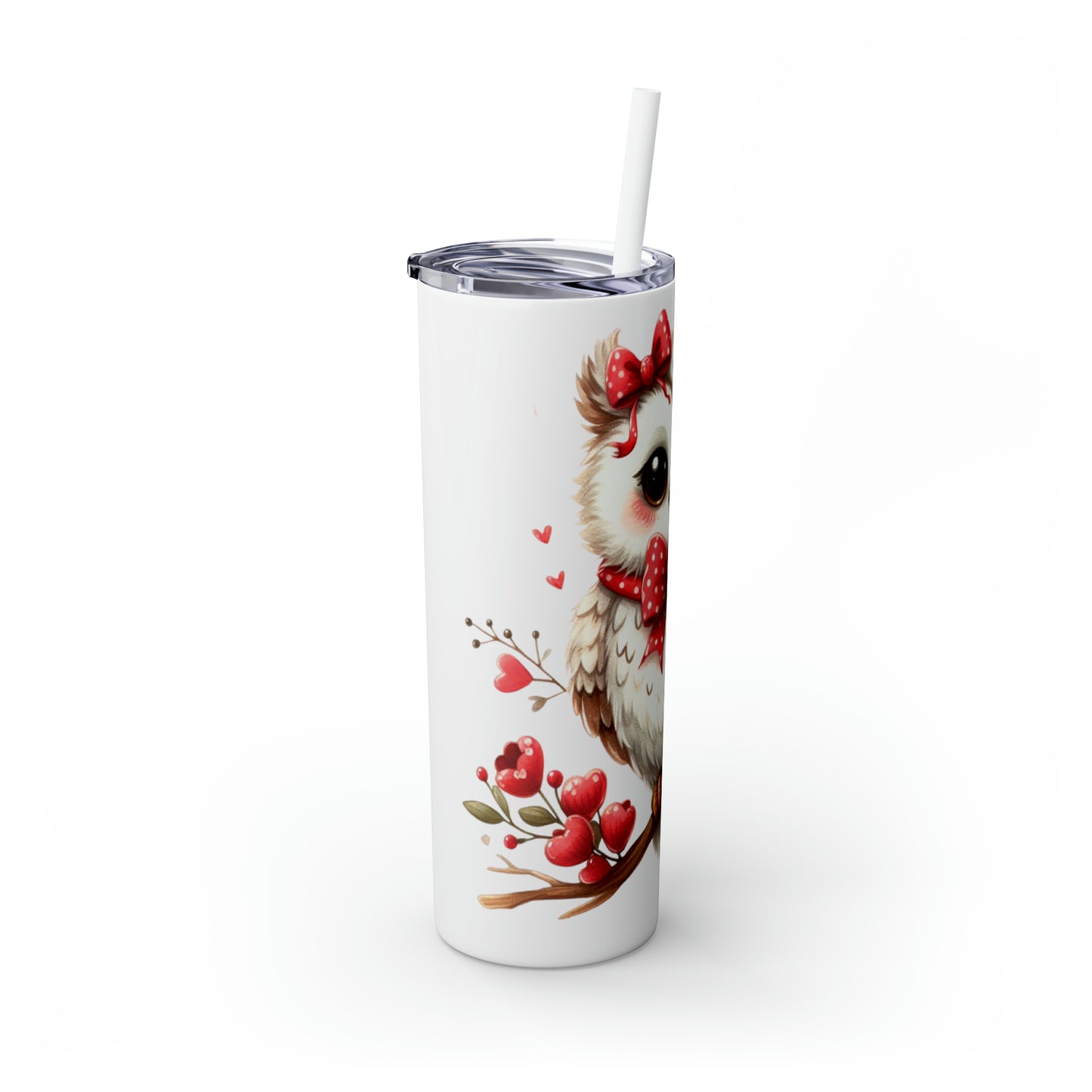 Skinny Tumbler with Straw, 20oz, Owl